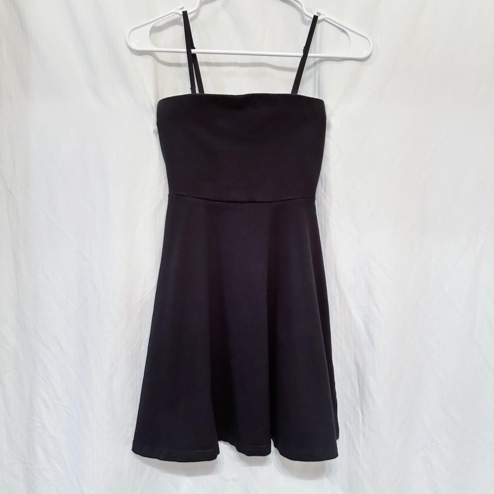 Express Black Bandeau Thick Fabric Strapless Skater Mini Dress